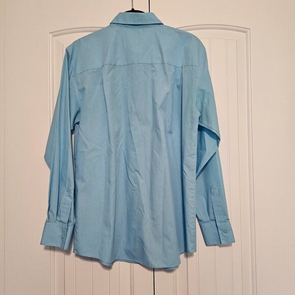 Women's Foxcroft Button Down Cotton Blend Shirt Light Blue Size 6 - Picture 2 of 7